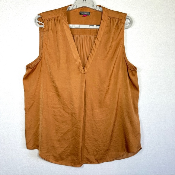 Vince Camuto Sleeveless Top XL Rust Orange V Neck Tank Blouse Fall Autumn - Picture 1 of 7